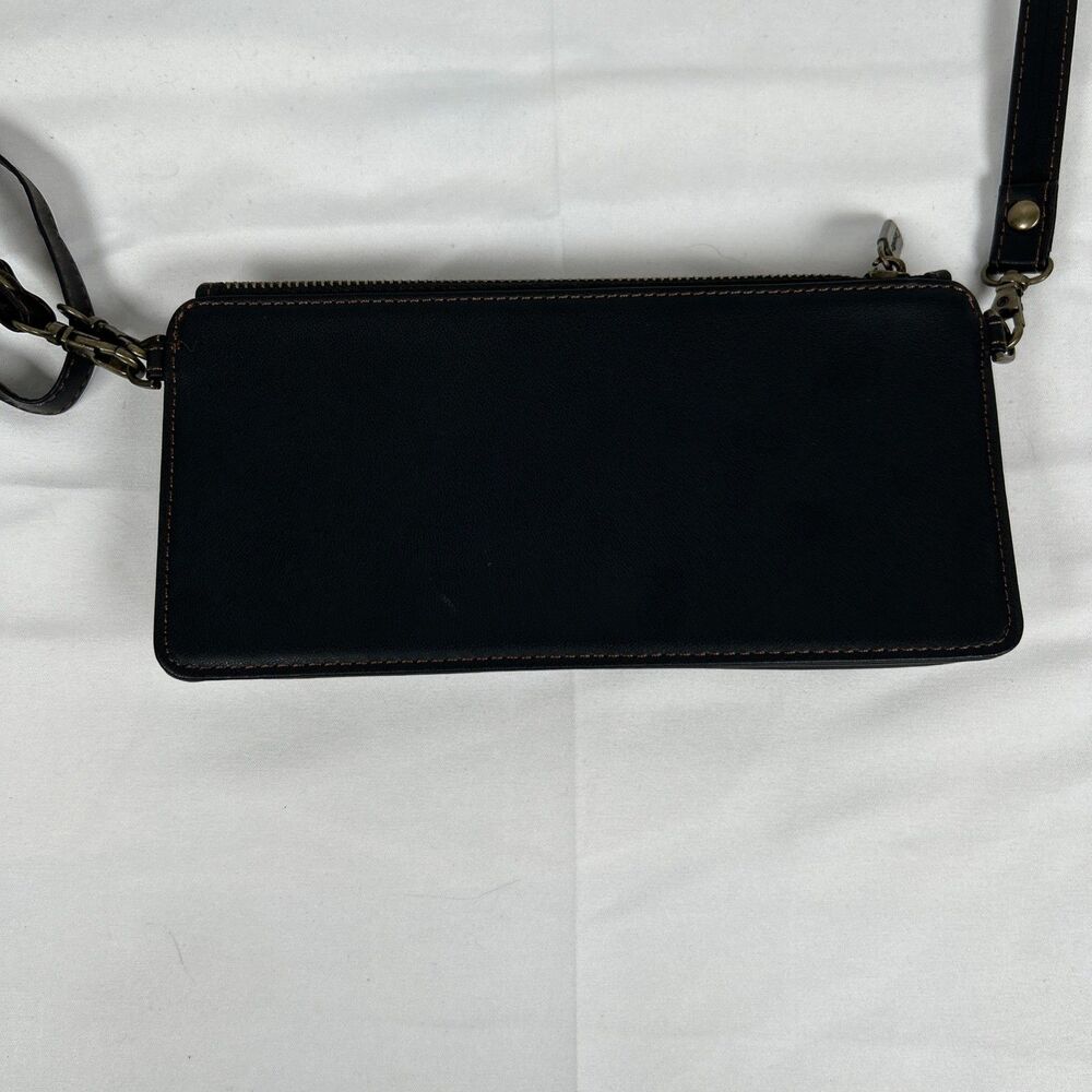 CaseMe Black Crossbody Wallet Bag Card Holder Antique Brass Removable Strap